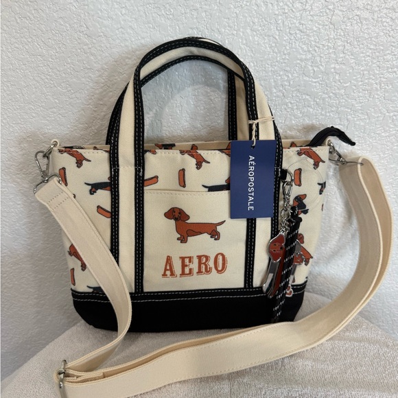 Aeropostale Handbags - Aeropostale Cream and Black Dachshund Print Tote